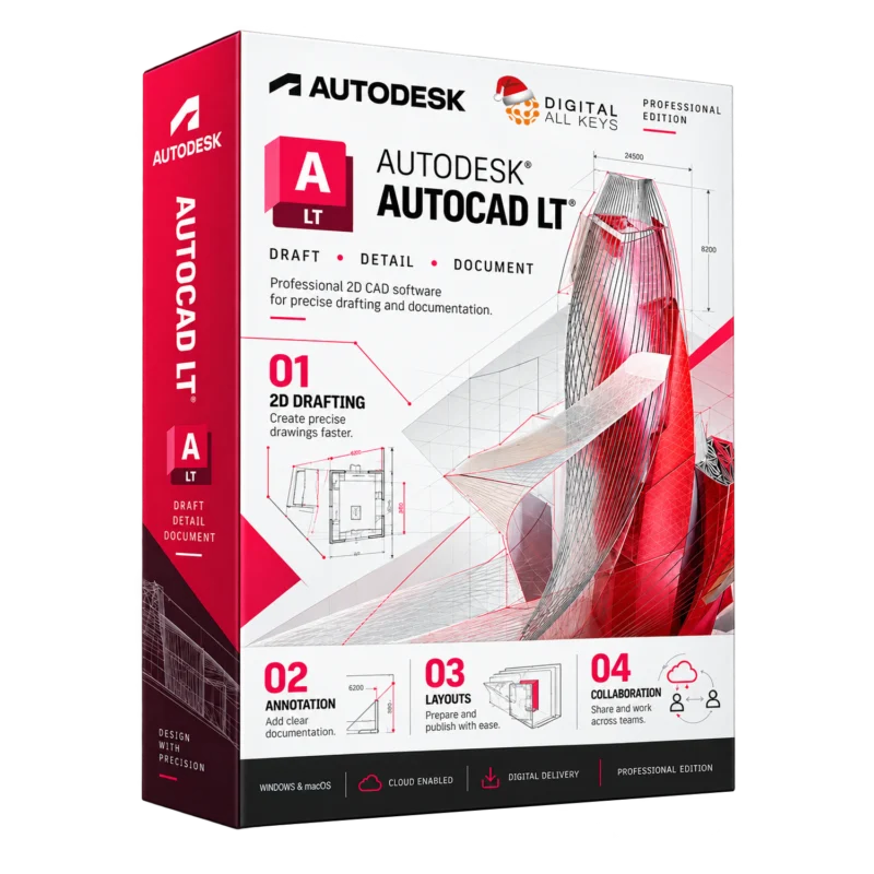 Autodesk AutoCAD LT Professional Edition box — 2D CAD software for drafting, annotation and documentation