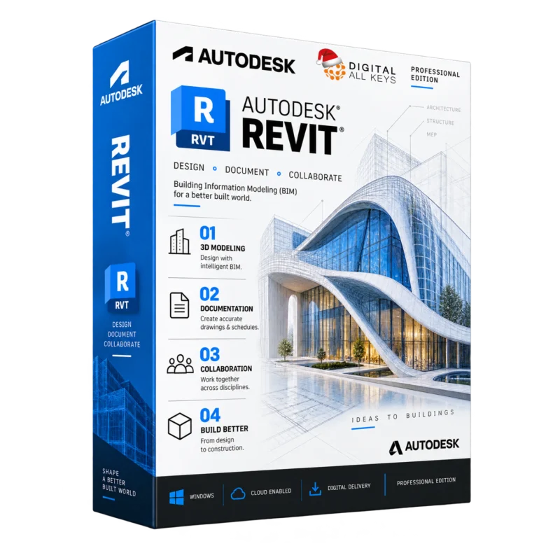 Autodesk Revit Professional Edition box — BIM software for architecture, structure and MEP design