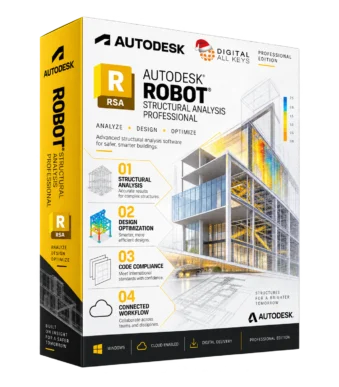 Autodesk Robot Structural Analysis Professional box — structural analysis software with stress results