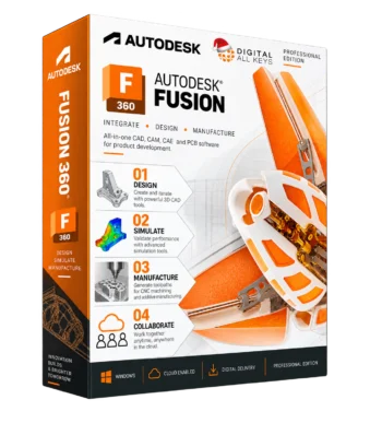 Autodesk Fusion 360 box — all-in-one CAD, CAM, CAE and PCB software for product development