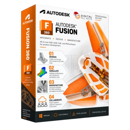 Autodesk Fusion 360 box — all-in-one CAD, CAM, CAE and PCB software for product development