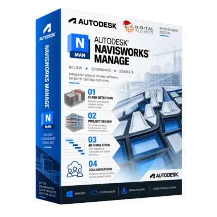 Autodesk Navisworks Manage box — project review software for clash detection and 4D simulation