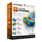 Autodesk CFD Ultimate box — fluid flow and thermal simulation software showing airflow over a car